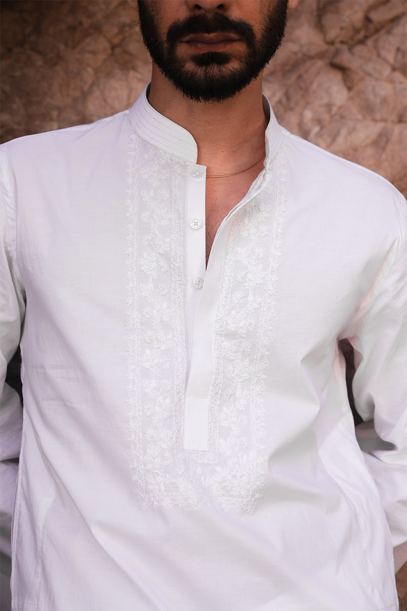 'White' Embroidered Kurta Pajama