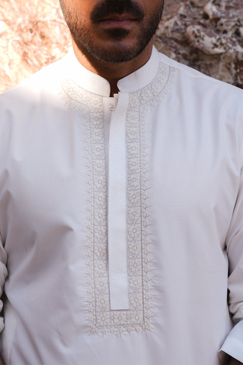 'White' Embroidered Kurta Pajama