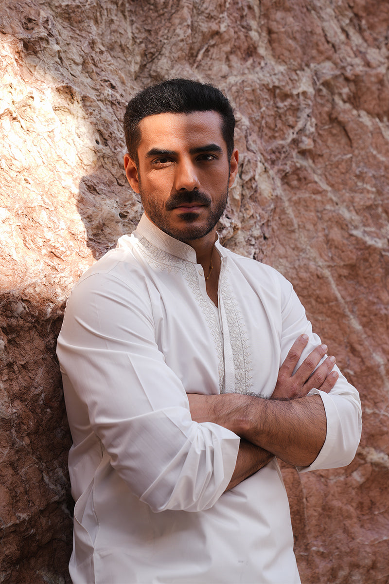 'White' Embroidered Kurta Pajama