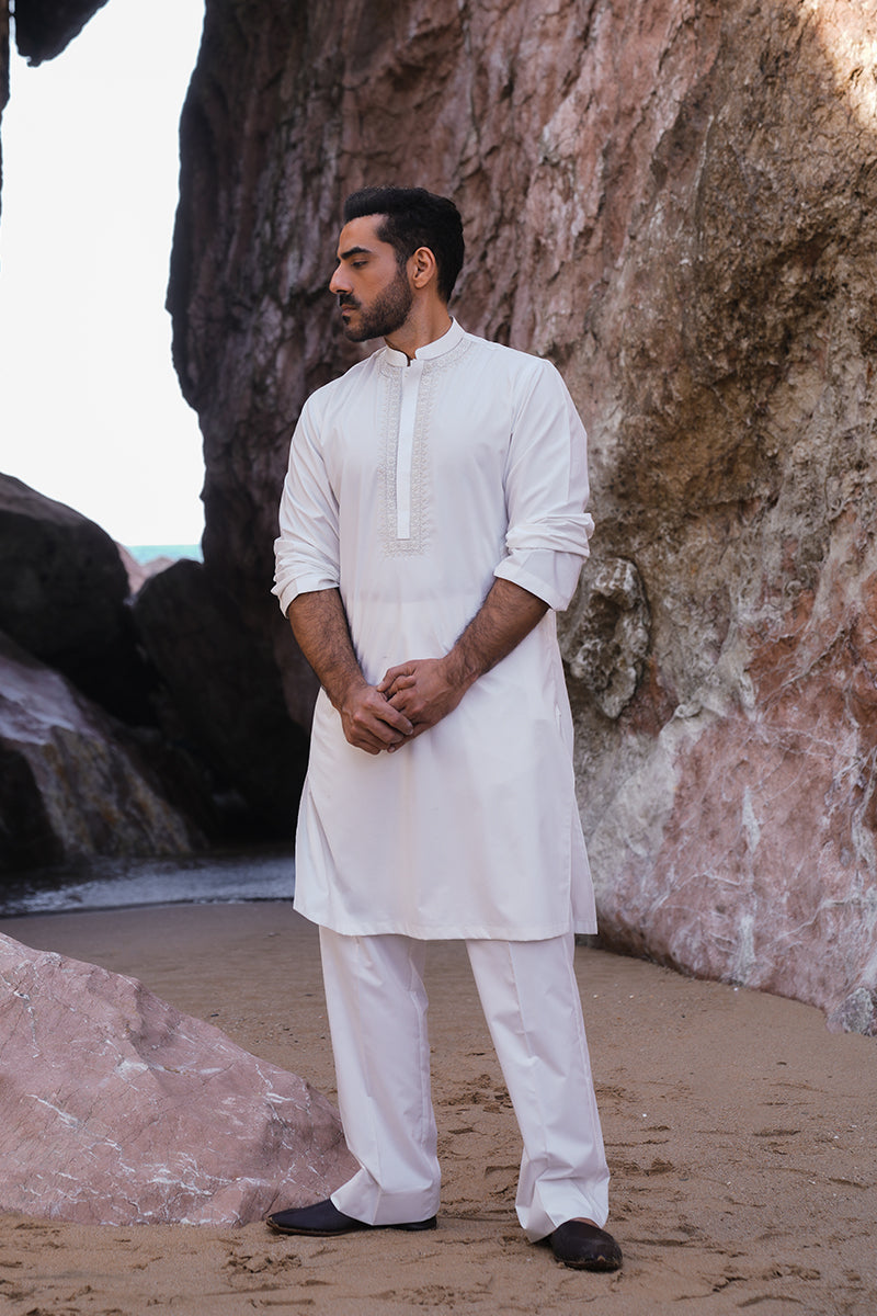 'White' Embroidered Kurta Pajama
