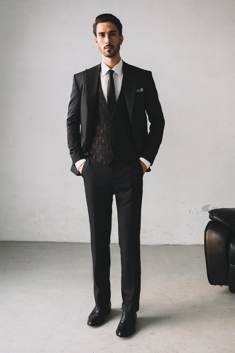'NERO' BLACK THREE PIECE SUIT