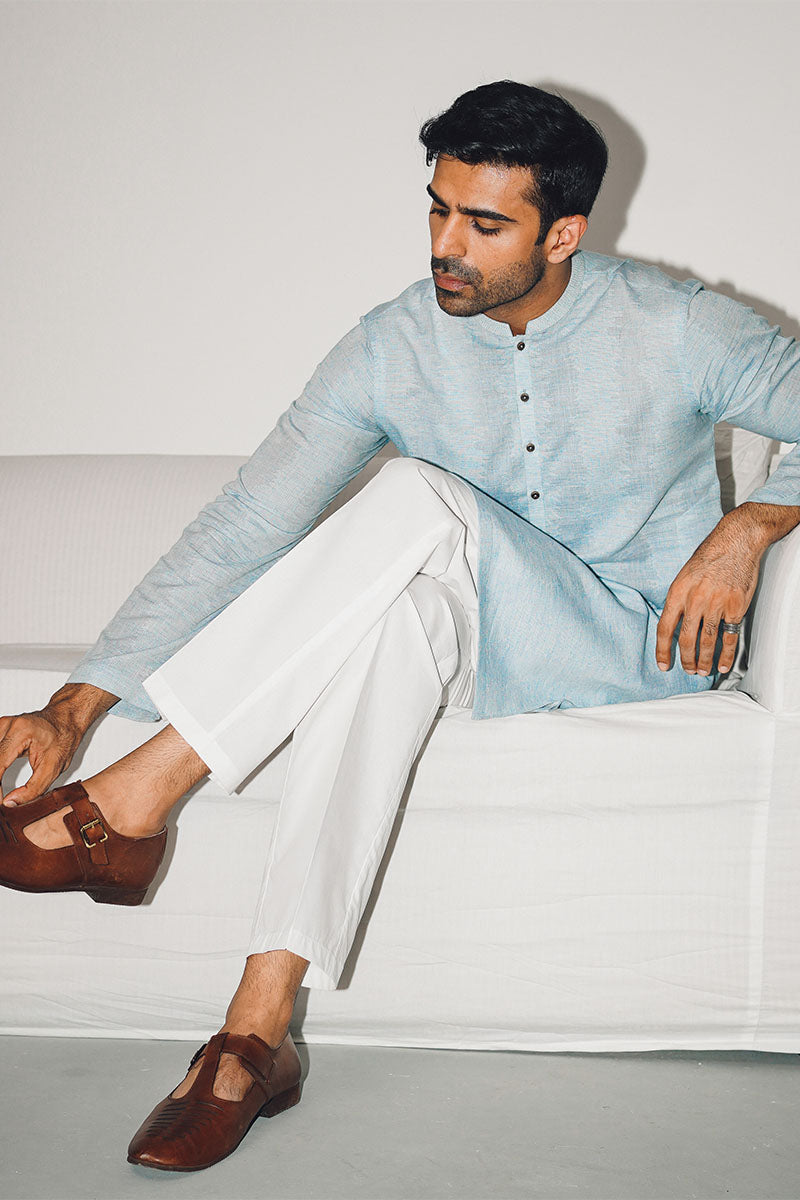 TEAL EMROIDERED KURTA PAJAMA