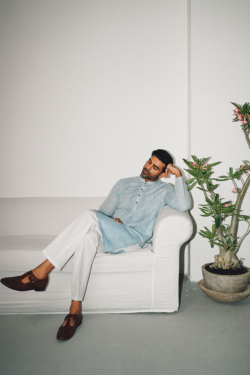 TEAL EMROIDERED KURTA PAJAMA