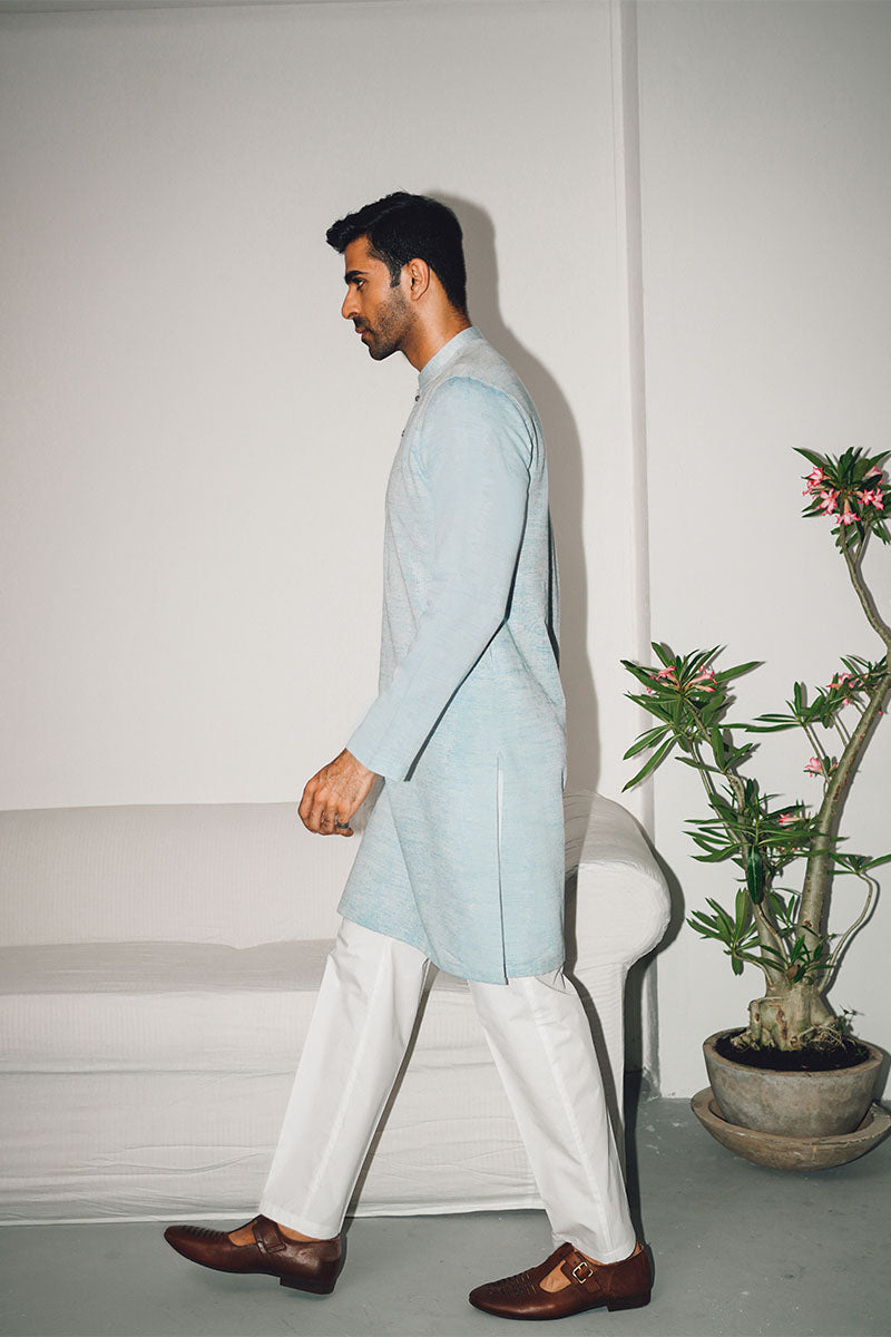 TEAL EMROIDERED KURTA PAJAMA