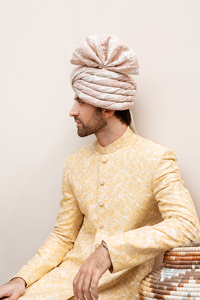 YELLOW GOLD EMBROIDERED SHERWANI