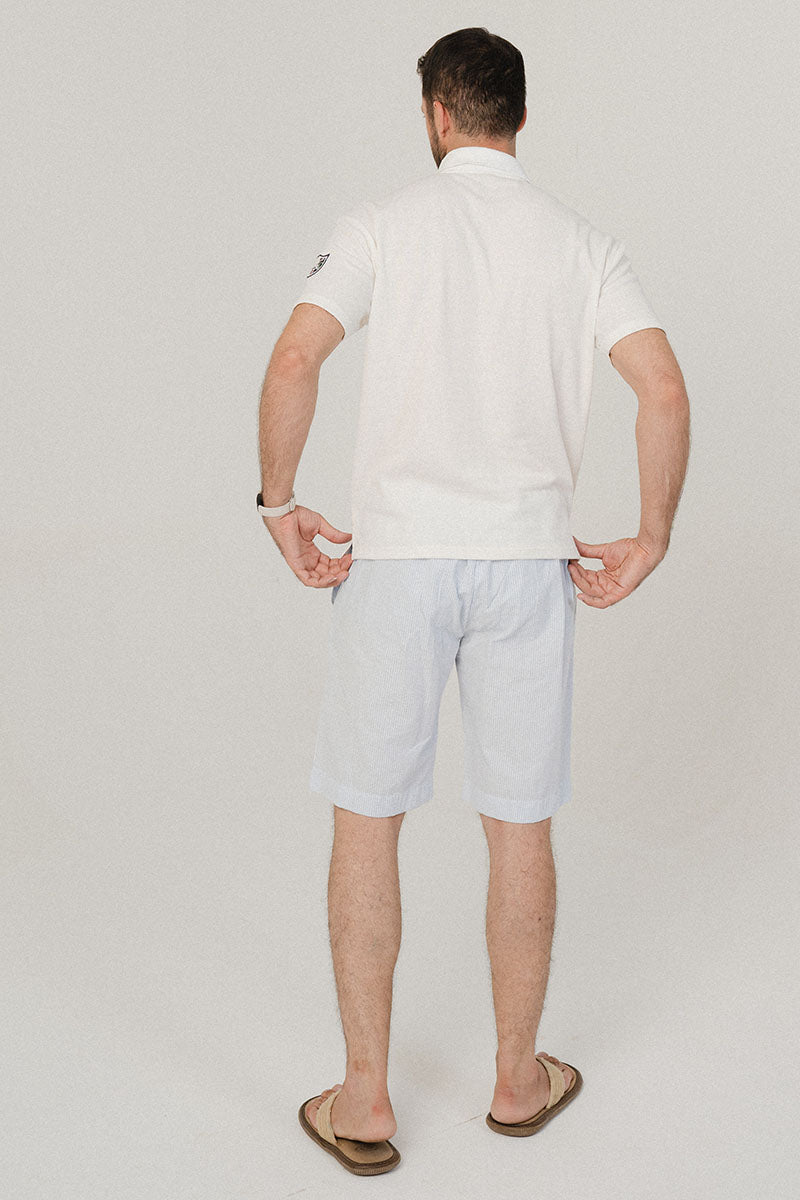 SKY BLUE STRIPED COTTON SHORTS
