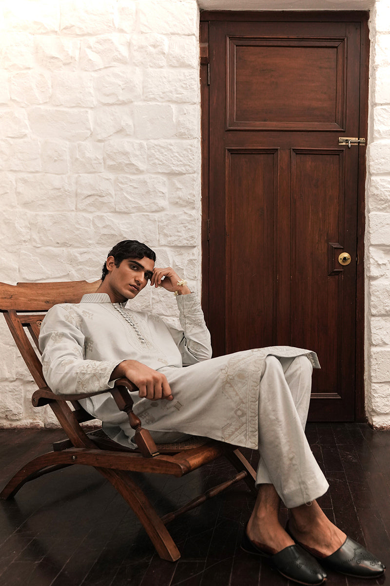EMBROIDERED TURKISH BLUE KURTA TROUSER