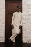 EMBROIDERED PEARL WHITE KURTA TROUSER