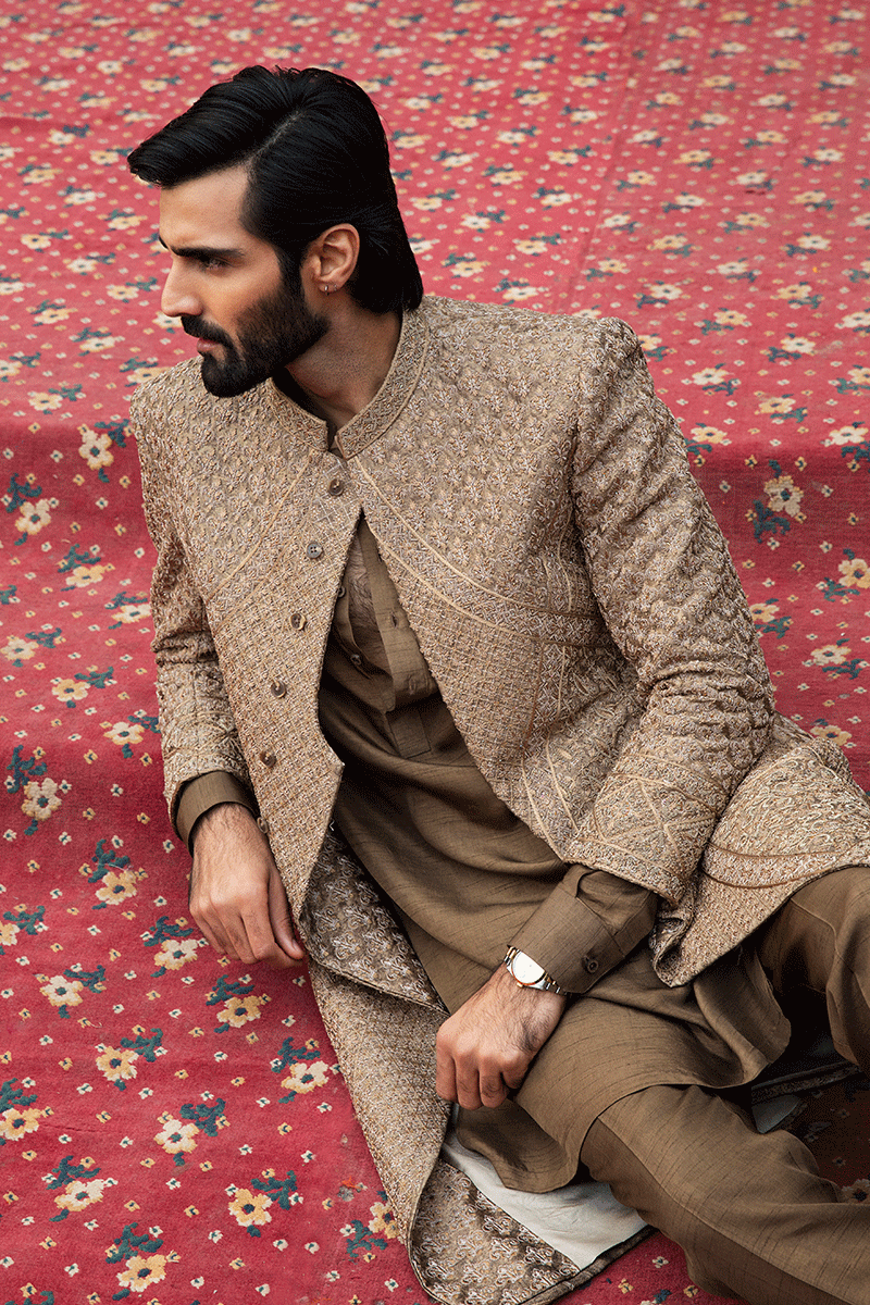 RUSSET BROWN SHERWANI