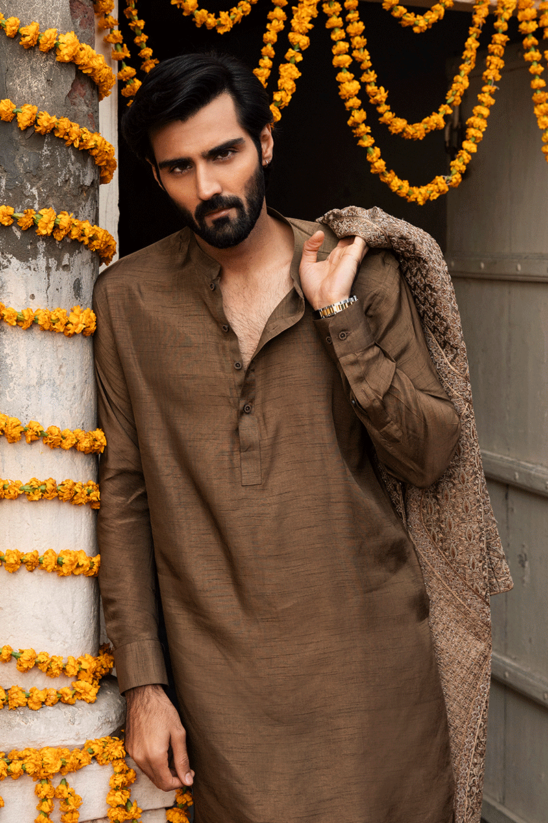 RUSSET BROWN SHERWANI