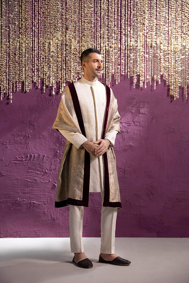 EMBROIDERED OFF WHITE SHERWANI