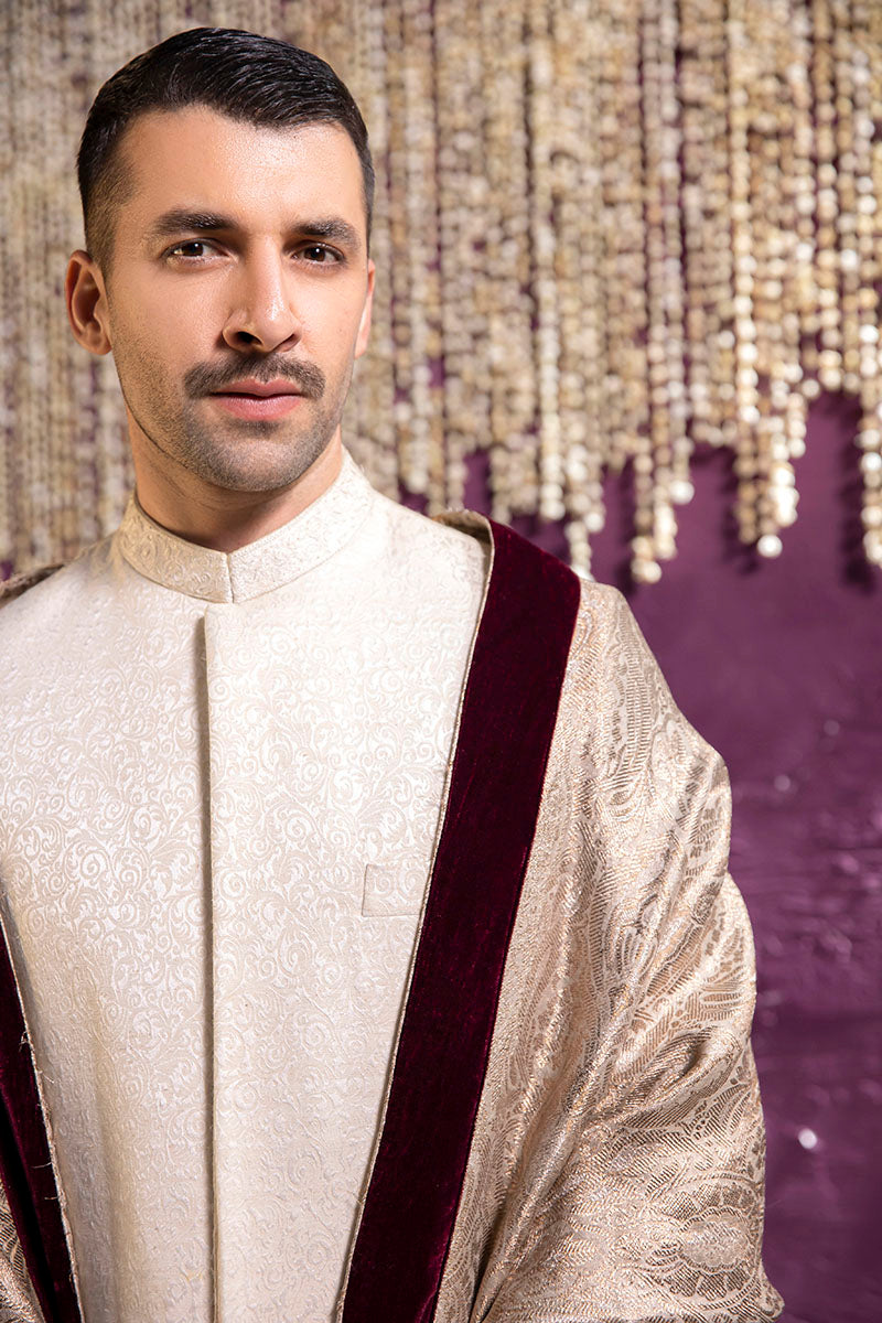 EMBROIDERED OFF WHITE SHERWANI