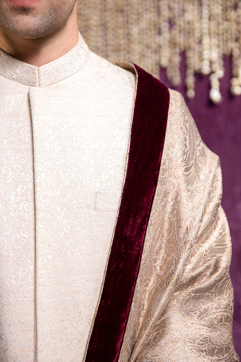 EMBROIDERED OFF WHITE SHERWANI