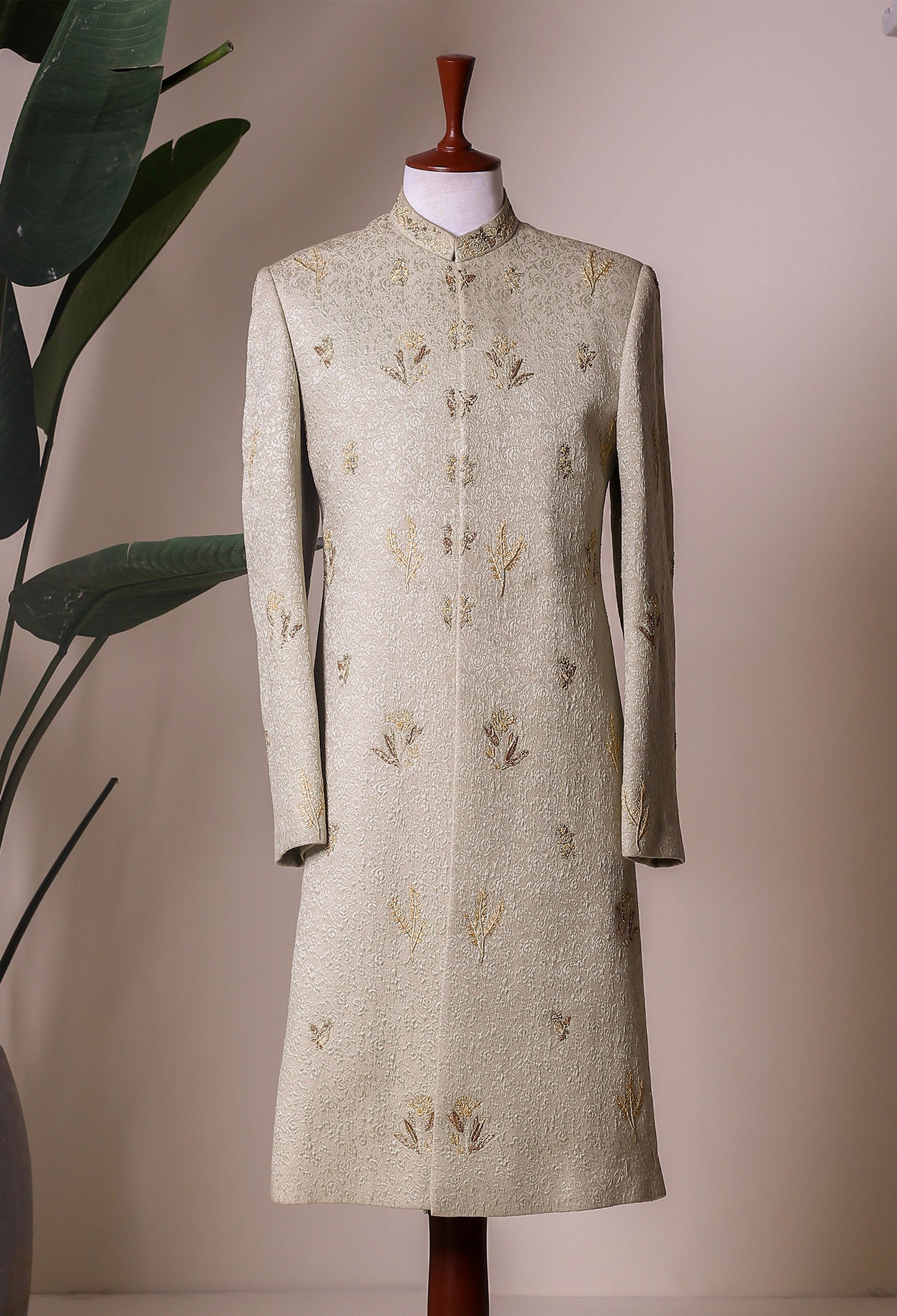 GREEN EMBROIDERED SHERWANI