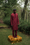 EMBROIDERED MAROON KURTA TROUSER