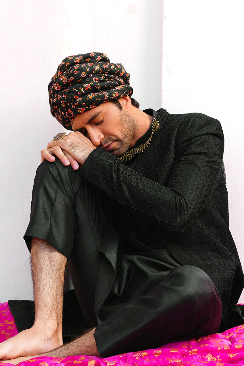 Wedding black sherwani for groom