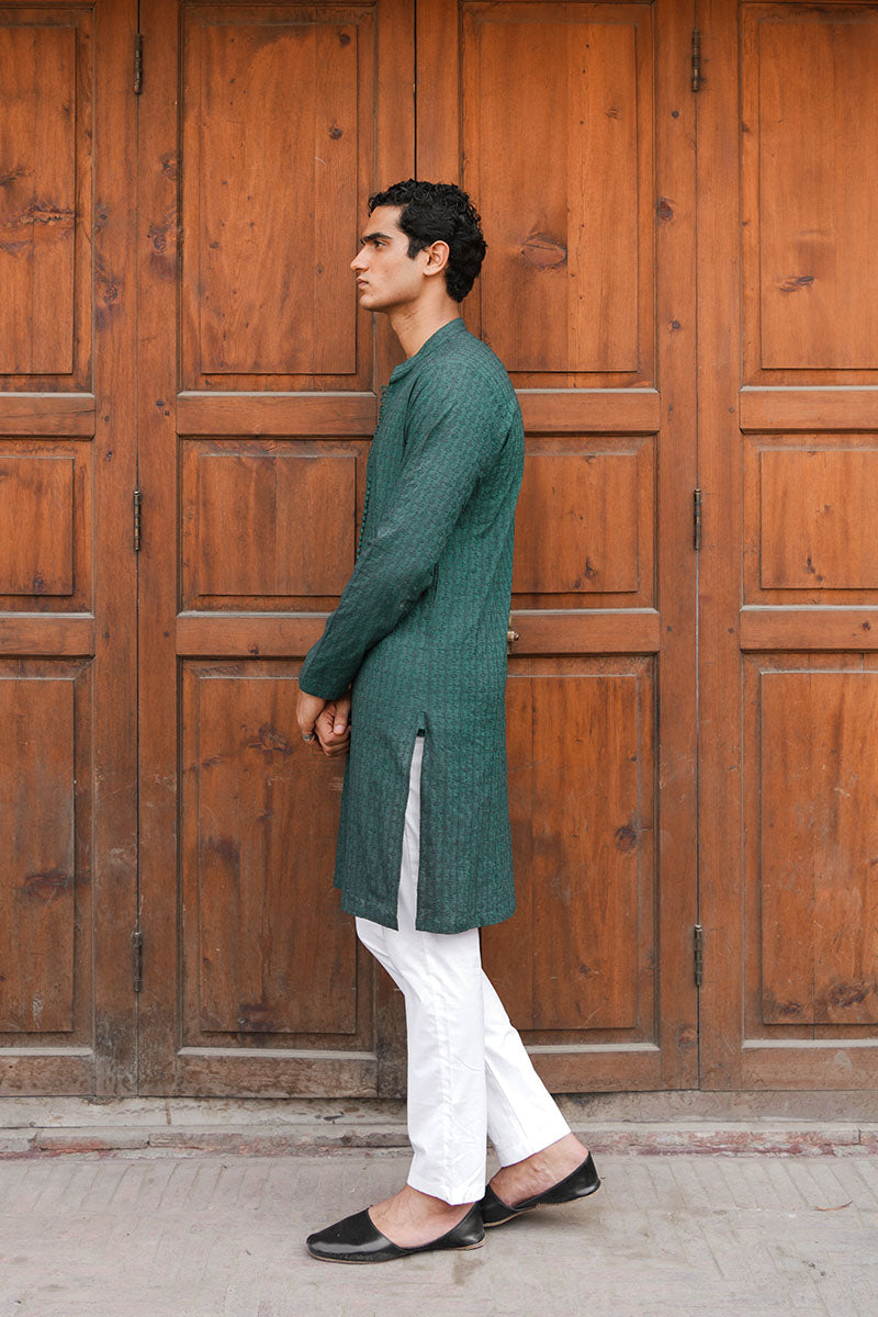 GREEN CHIKANKARI KURTA