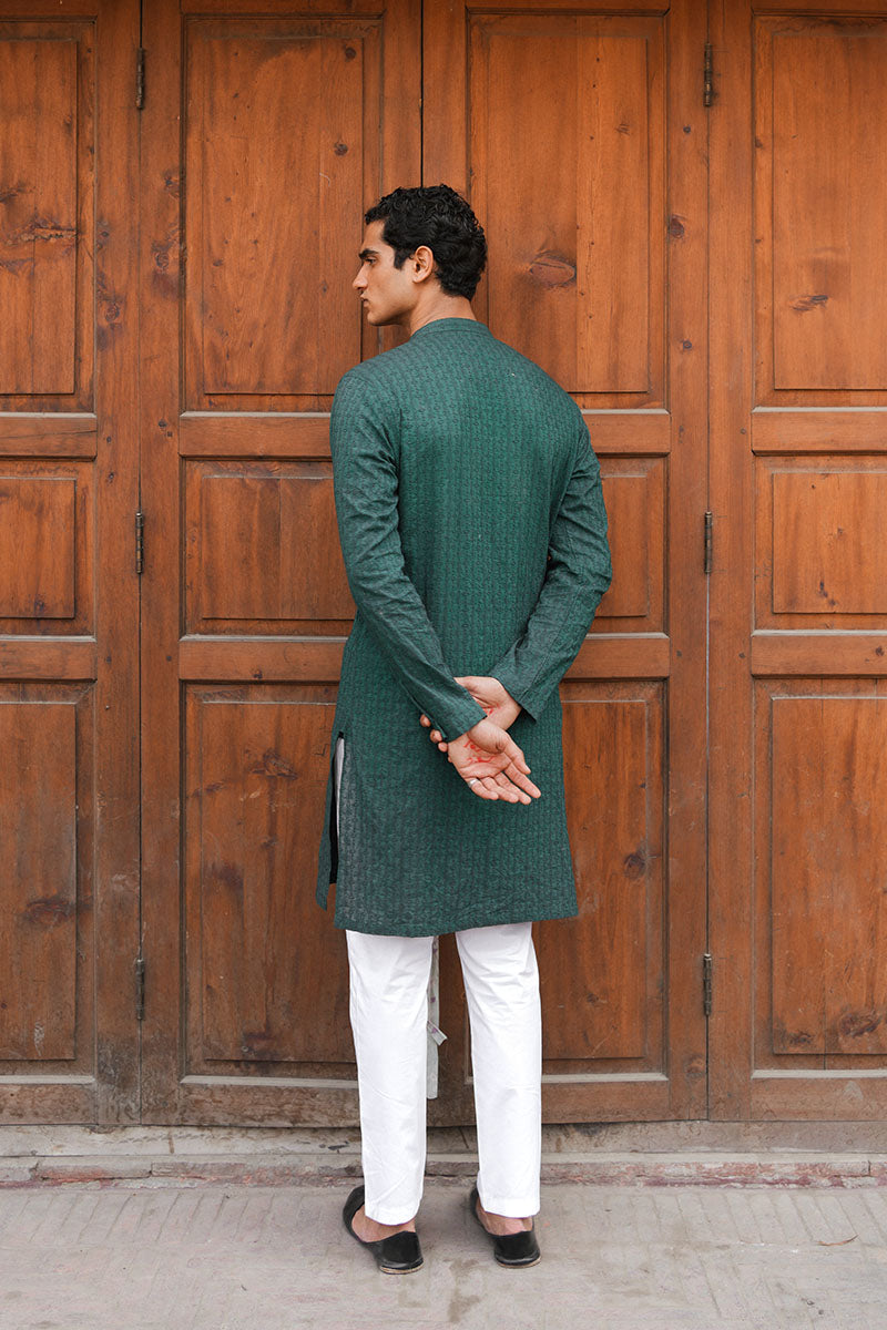 GREEN CHIKANKARI KURTA