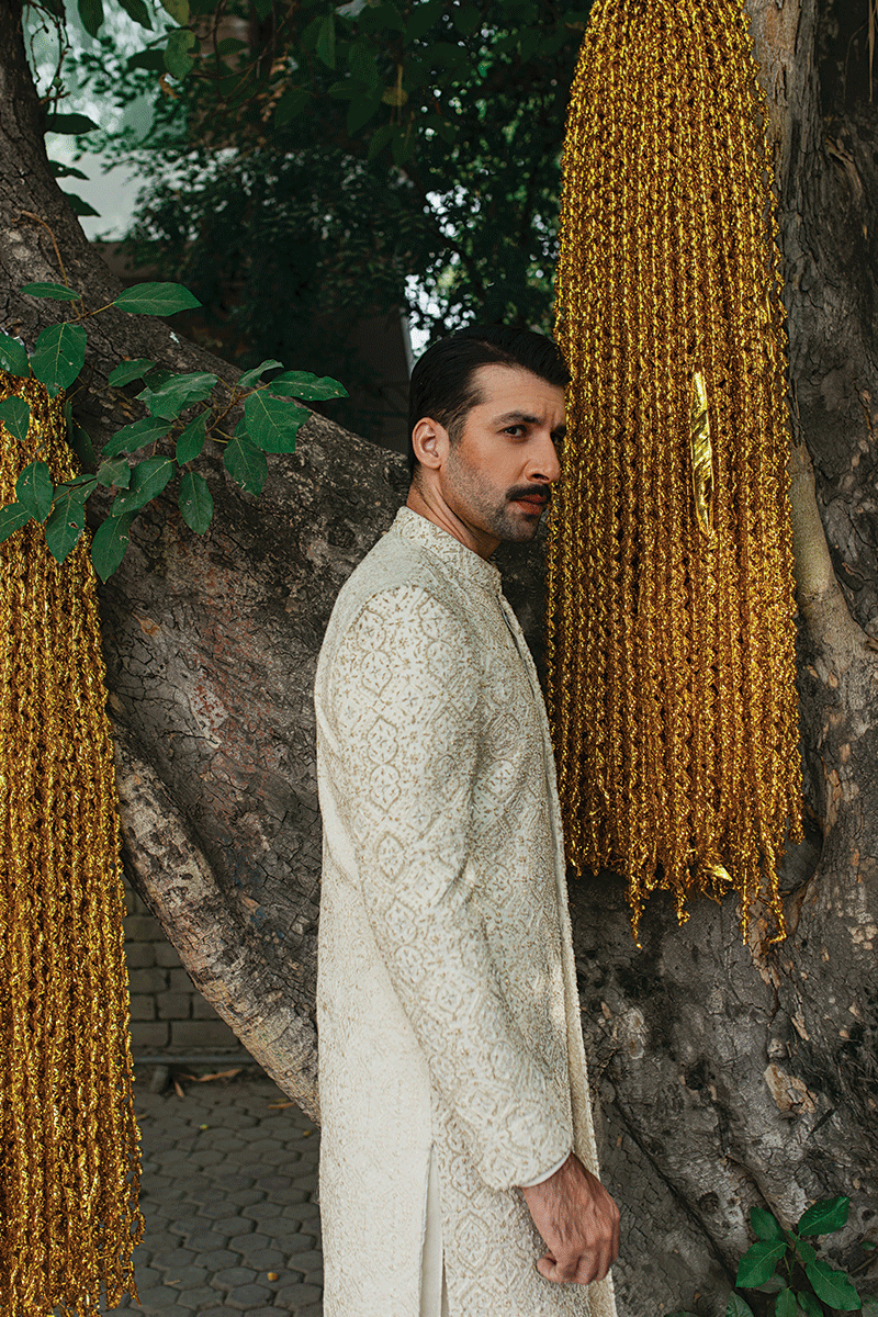 IVORY GOLD EMBROIDERED SHERWANI