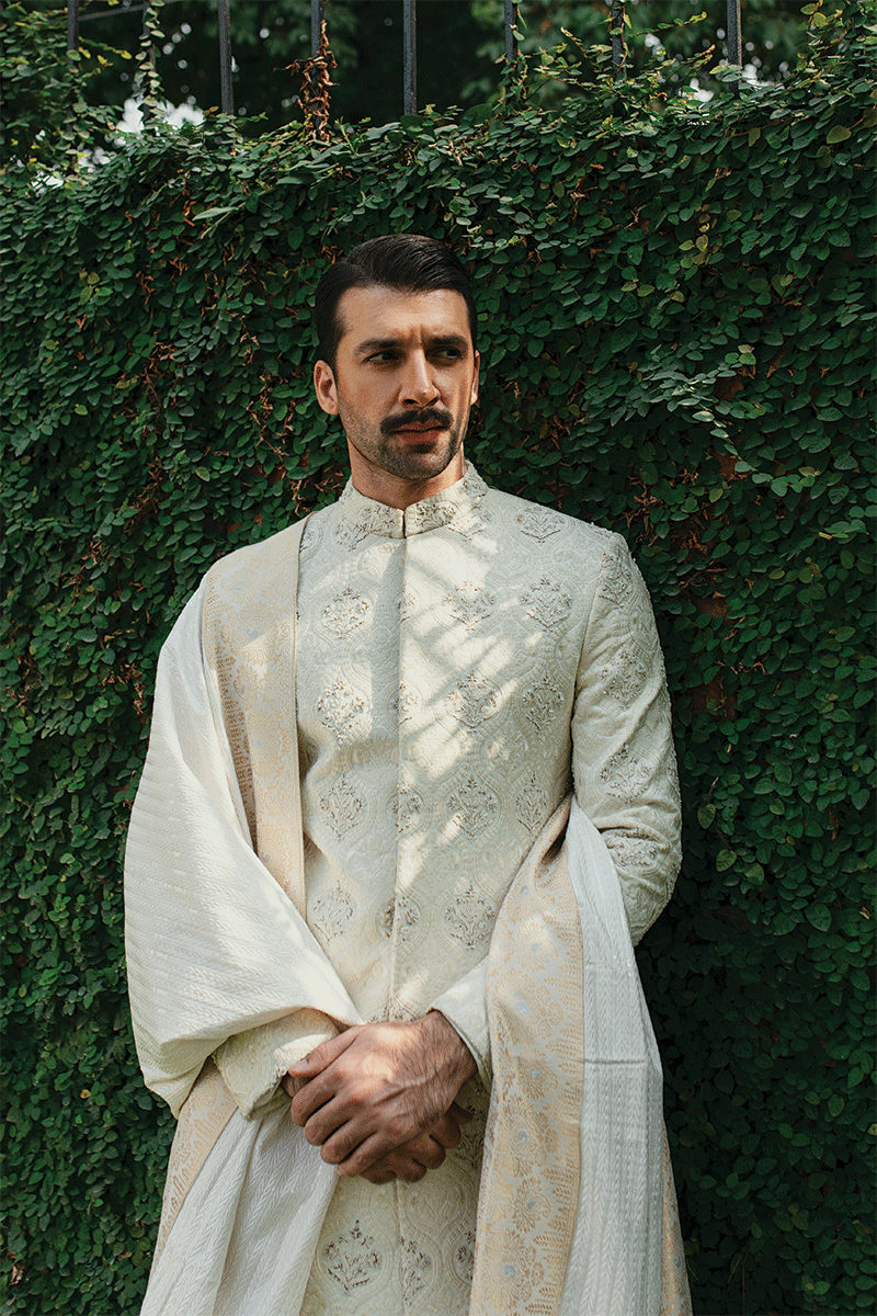 IVORY WHITE EMBROIDERED SHERWANI
