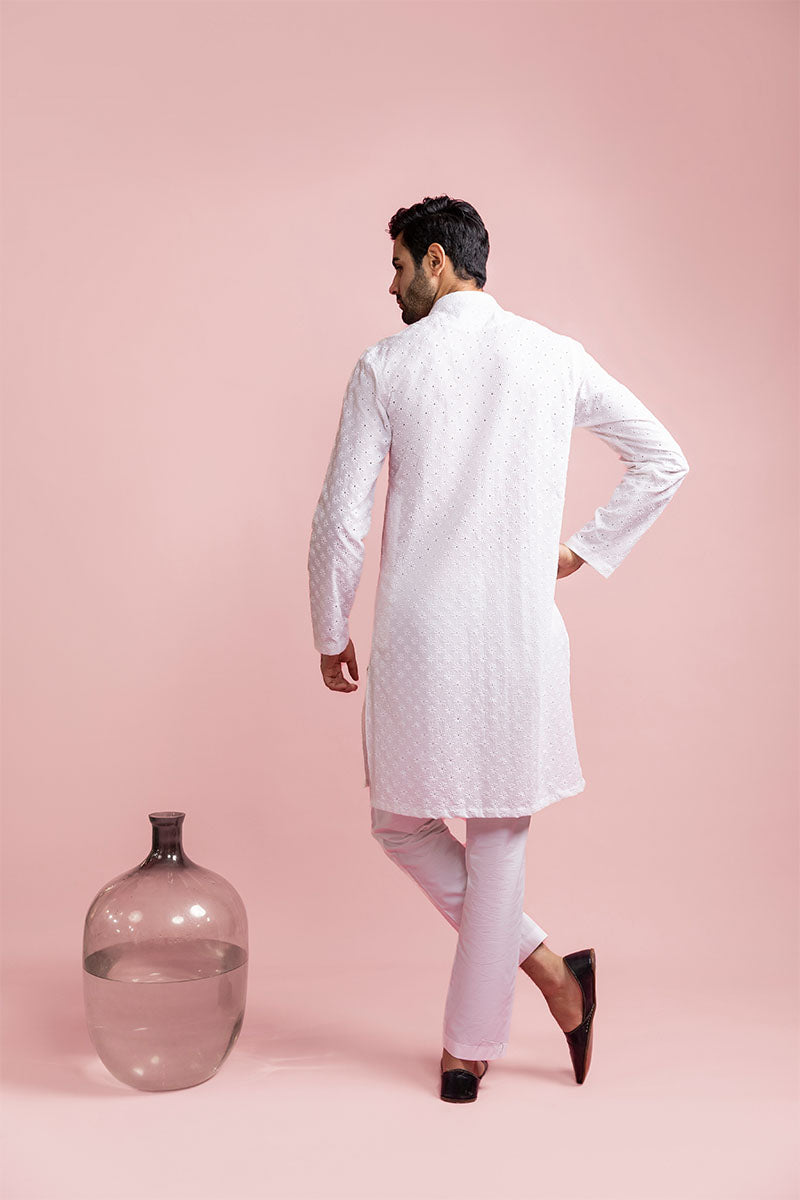 PEARL WHITE CHIKANKARI KURTA