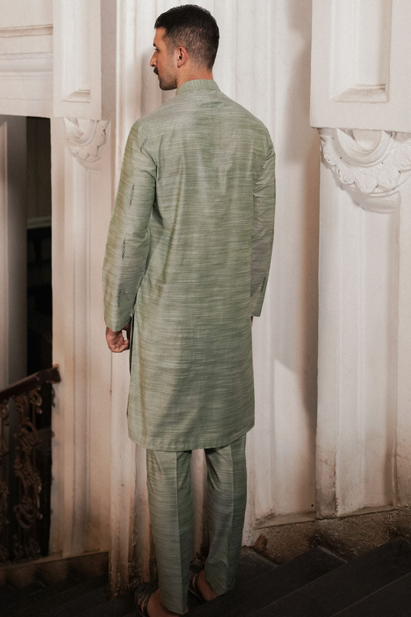 PASTEL GREEN COTTON SLUB KURTA TROUSER