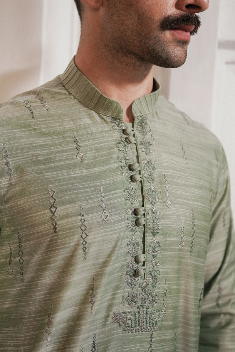 PASTEL GREEN COTTON SLUB KURTA TROUSER