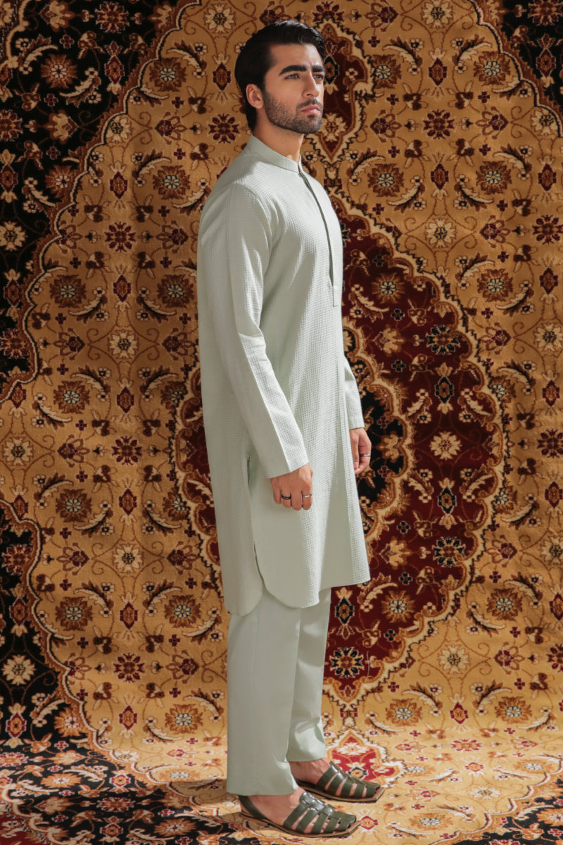 MINT GREEN SELF COTTON KURTA AND TROUSER