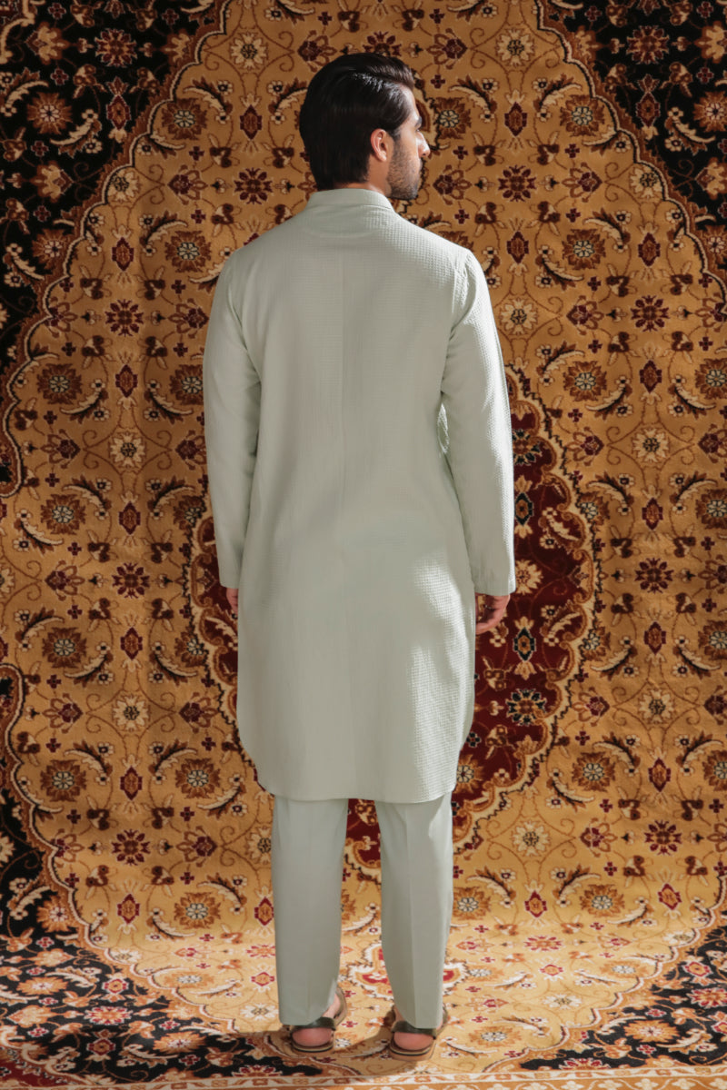 MINT GREEN SELF COTTON KURTA AND TROUSER