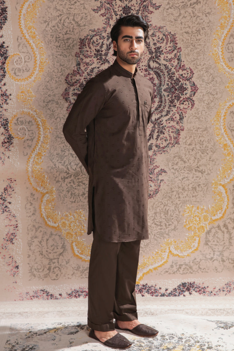 BAROSHA BROWN MID THIGH KURTA